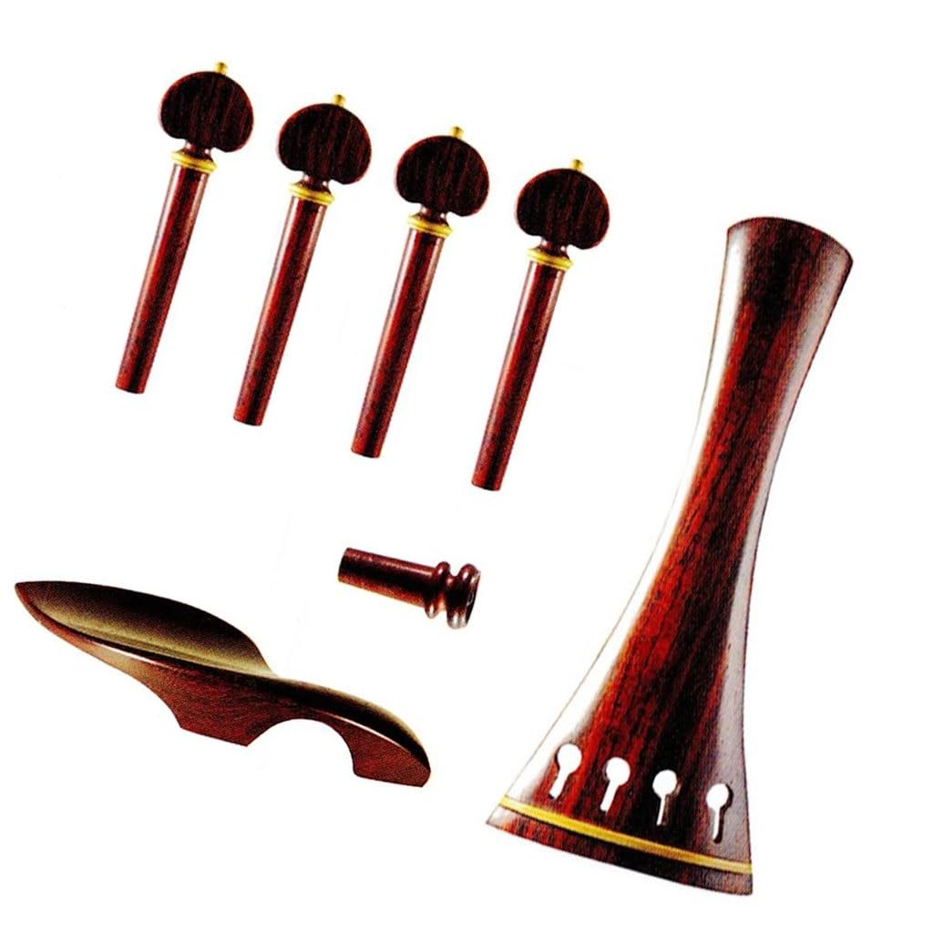 Violin Music Instrument Zubehör Goldrand-Dekoration Palisander-Geigenteile 4/4-Saitenhalter 4 Drehwirbel Stachel Kinnhalter kompletter Satz