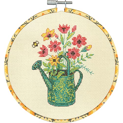 Dimensions Watering Can Counted Cross Stitch Kit For Beginners, 6" Diameter, Multicolor 5 Piece #TOP5
