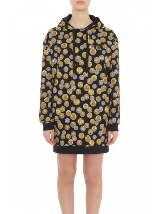 Robe à capuche Moschino luxe imprimé Fantasy Gold Coins noir