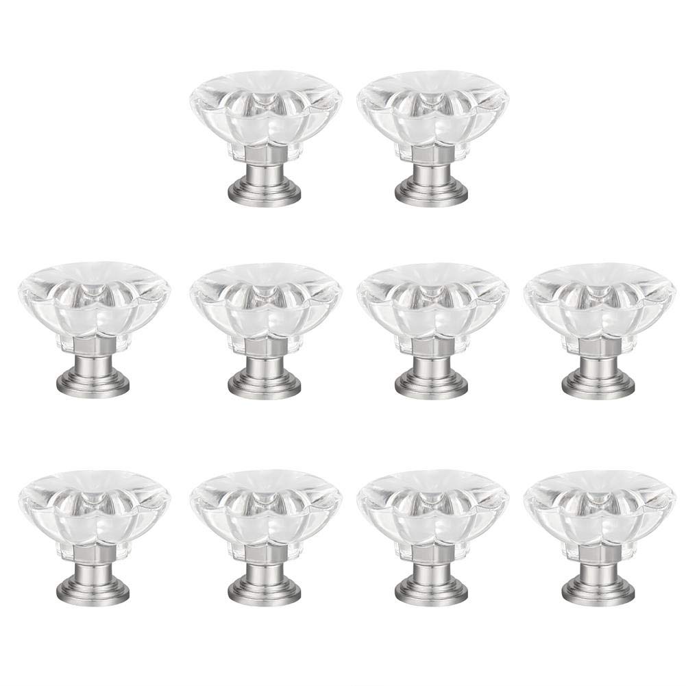 Boutons de tiroir en verre de 28 mm pour meuble avec vis lot de 10 poignées
