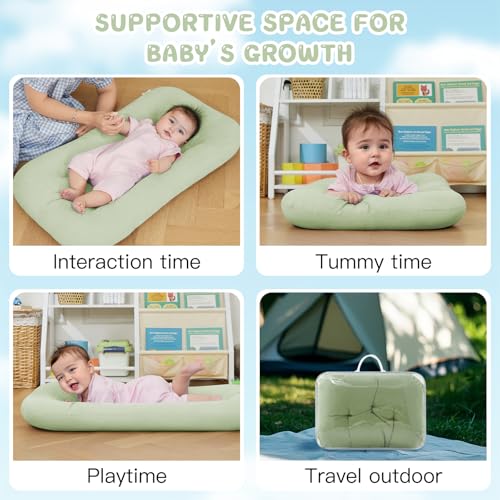 Image of Baby Lounger for Newborn, Bionic Design Baby Lounger, Soft Organic Cotton Breathable Lounger for Infants 0-24 Months (Green)