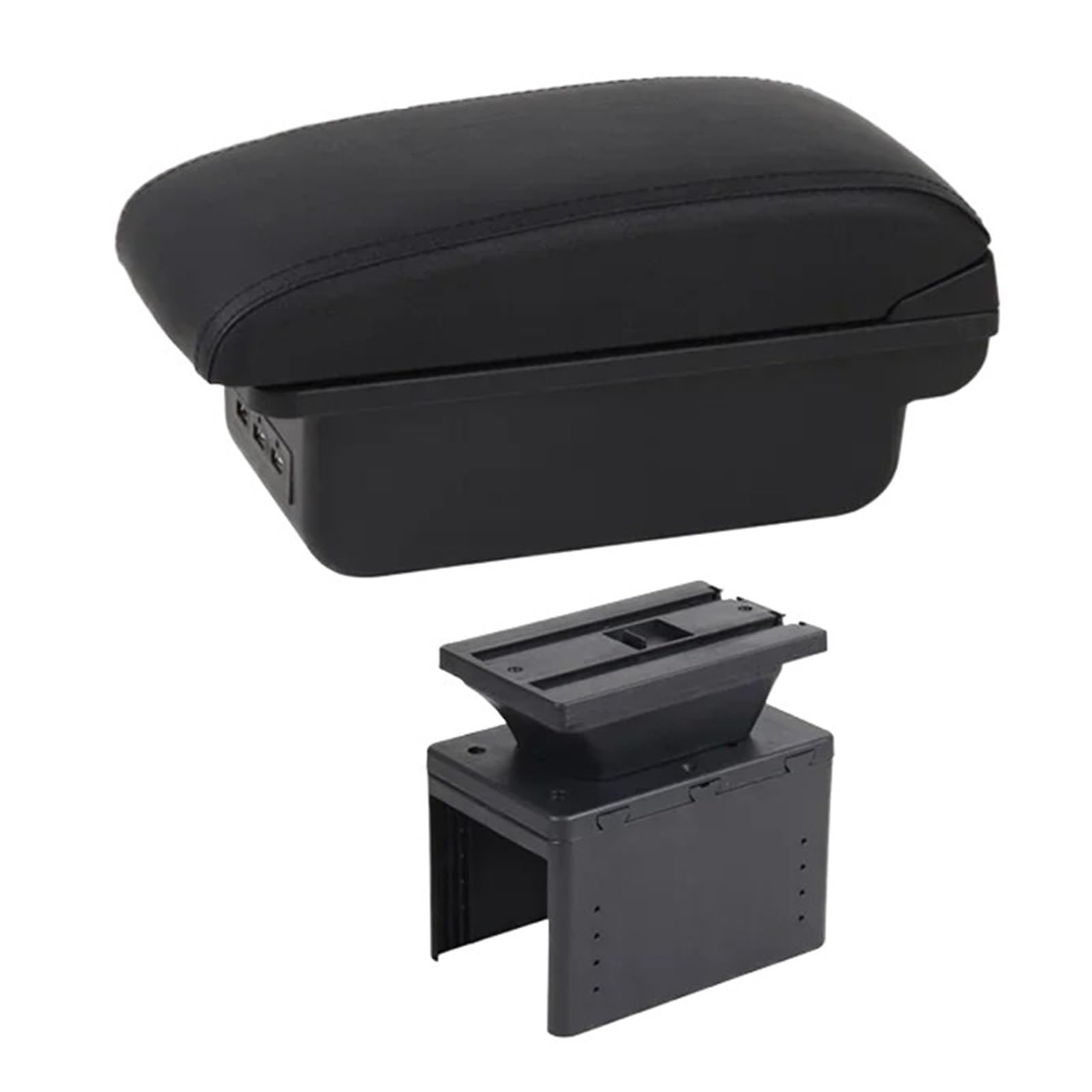 Ggwqoops Car Armrests For Citroen For C3 Armrest Center Storage Box Leather Arm Rest Console USB Led Armrest Box(C1 Black Line)