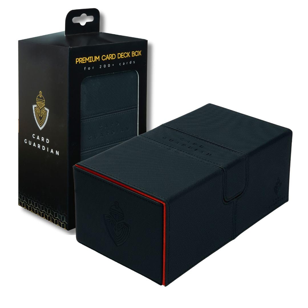 Card GuardianPremium Double Deck Box for 200+ Cards Trading Card Games TCG (Black)