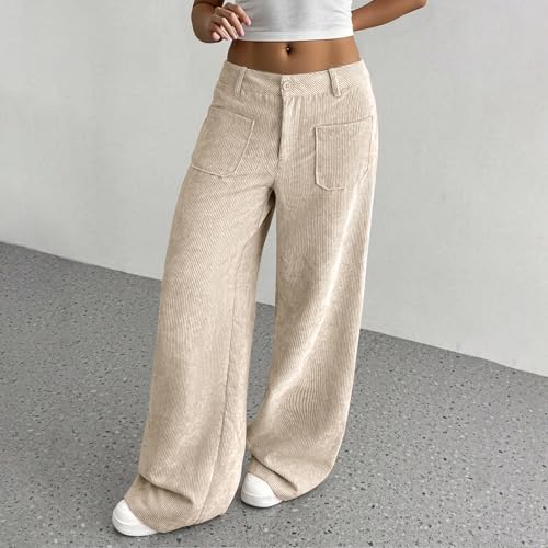 Womens Corduroy Pants Low Rise Wide Leg Cargo Pants Casual Baggy Lounge Pant Office Business Work Pant with Pockets3