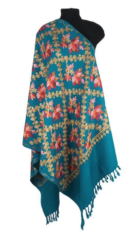 Cashmilon Wool Kashmiri Ari Embroidery/Shawl/for Winter PolyAcro (Size 28 x 80 Inches)-image-4