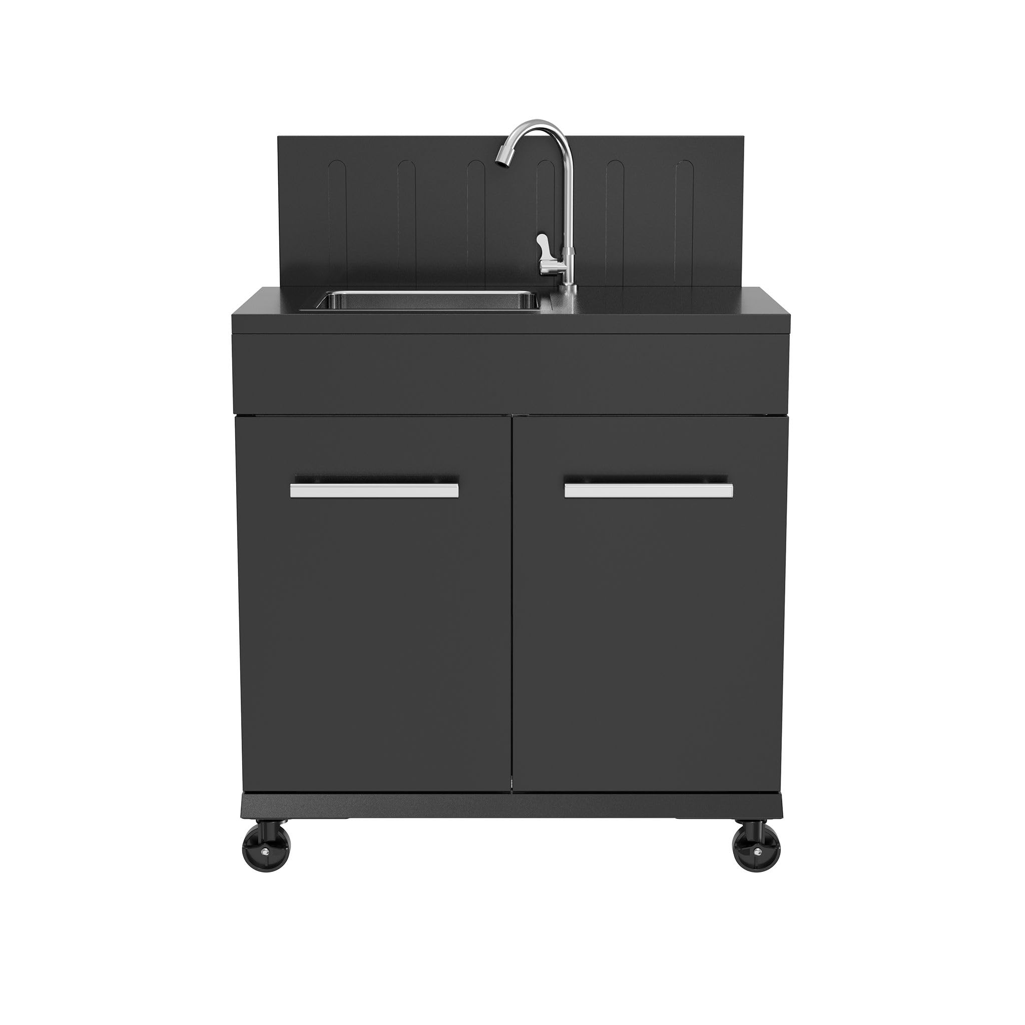 Milani Home - modulo cucina outdoor con lavello, metallo, lavello cucina outdoor, nero, 82 x 46.5 x 109.5 cm