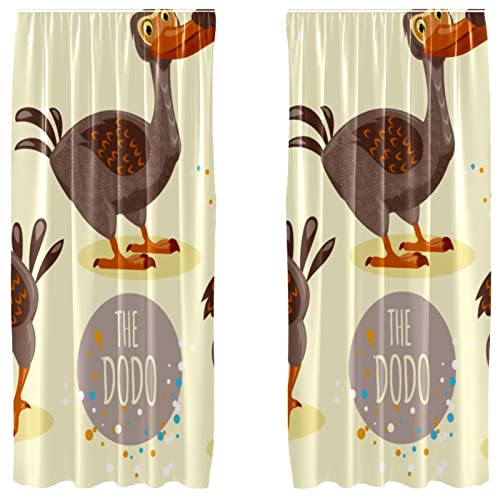 Cortinas de dibujos animados de pájaros Dodo estampadas de 55x84" 2