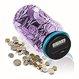 HeQiao Digital Coin Bank Auto Counting Money Savings Jar for US Coins (Purple)