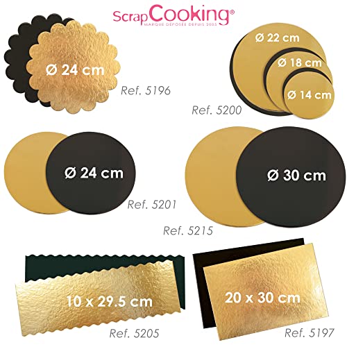 ScrapCooking - 4er-Set Tortenunterlage Rund Ø 30 cm - Cake Board - Karton Gold & Schwarz - Große Tortenplatte XXL - Kuchenplatte Cakeboard für Torten Kuchen Geburtstag - 5215