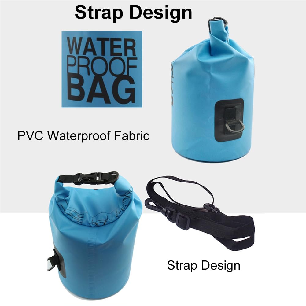 Wasserdichter Rucksack Dry Bag, Wasserdichte Tasche, Wasserdichter Packsack Mit Schultergurt, Wasserdichte Tasche im Freien, für Reisen Bootfahren Schwimmen Wandern, Wasserdichter Packsack, 2L