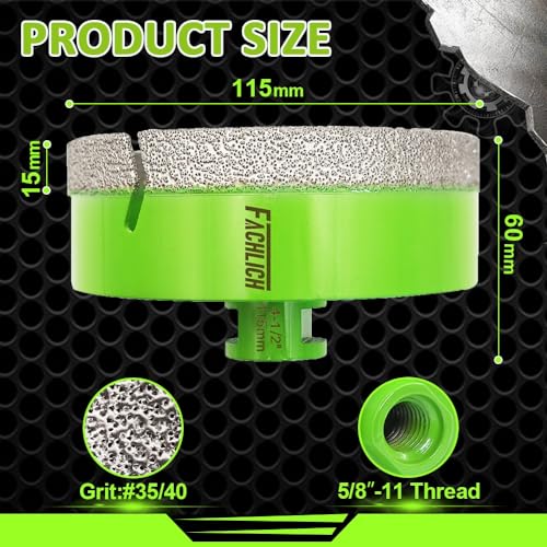 Image of Diamond Core Drill Bit - 4-1 /2 inch Tile Hole Saw 115mm for Porcelain Tile Granite Marble Masonry