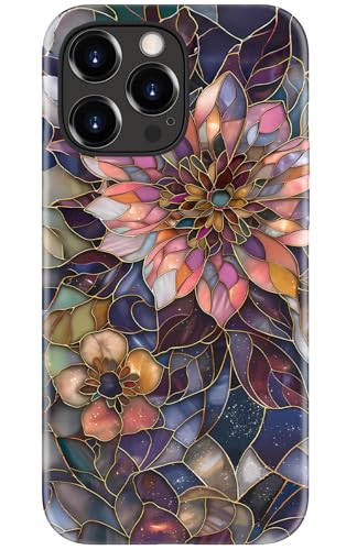 Image of Goodon for iPhone 14 Pro Max Case Cute - Wireless Charging Compatible - Dual-Layer Hard Shell + Silicone Cover - Protective Phone Case with Trendy Designs for Women - Blooming Purple Flower