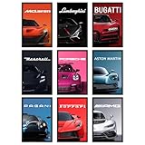 9 Stück Auto Poster SuperCar Poster Leinwand Art Prints 