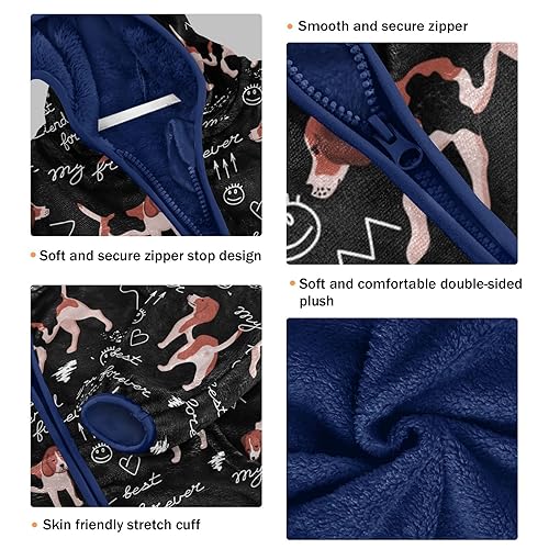 Cartoon Beagle Dogs Boys Fleece Hoody Jacket Zip Up Coat Warm Fall Winter Plush Jacket Long Sleeve Outerwear3