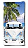 ⭐ LIEFERUMFANG: 1x Badehandtuch mit den Maßen 75x150 cm mit dem offiziellen Motiv des VW Bus in Retro Optik