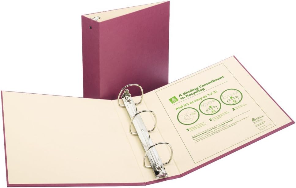 Avery Recyclable Binder, 3Inch, Red (50015) Round Ring