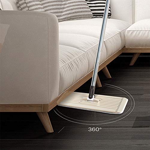 BOOMJOY Microfiber Flat Mop with Bucket, Cleaning Squeeze Hand Free Floor Mop, 3 Reusable Mop Pads, Stainless Steel Handle