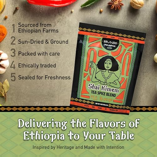 Brundo Ethiopian Spice Company Shai Kimem | Traditional Ethiopia Tea Spice Blend | Crafted and Imported from Ethiopia | Mix of Cinanmon, Green Cardamon and Clove | Steep in water and Strain to Serve - Image 5
