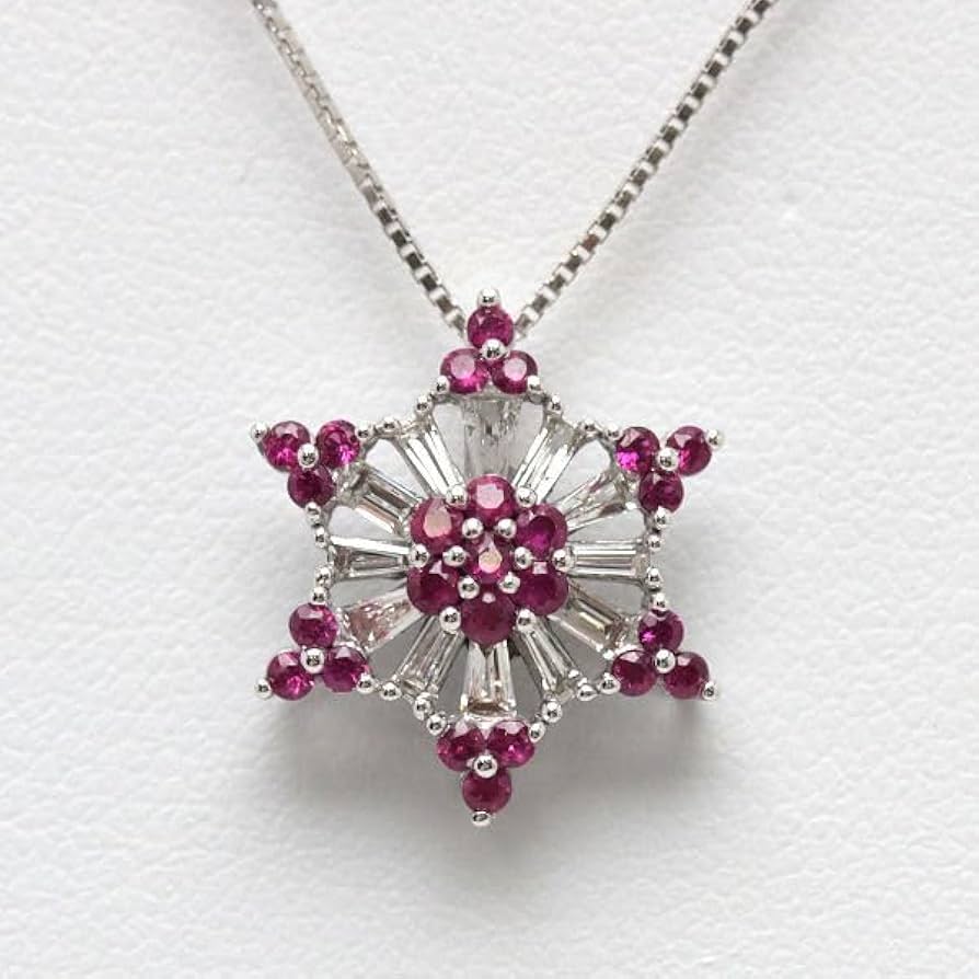 DIAMOND/RUBY】 ダイヤモンド ルビー ネックレス 18金製 K18WG 刻印有