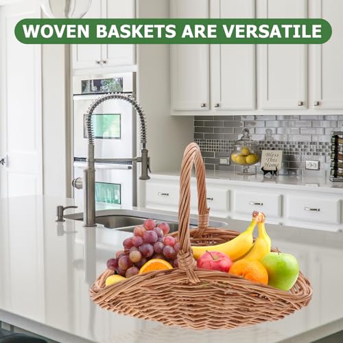 BESPORTBLE Picnic Basket Garden Basket Woven Fruit Basket Straw Storage Basket Harvest Basket Fruit Basket Organizer Rattan Basket Vegetable Basket Travel Wicker Manual Wooden Basket
