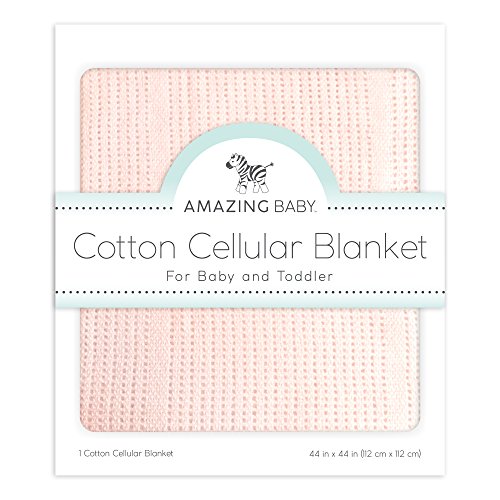 Image of Amazing Baby Cellular Blanket, Premium Cotton, Soft Pink, 44x44 Inch (Pack of 1)