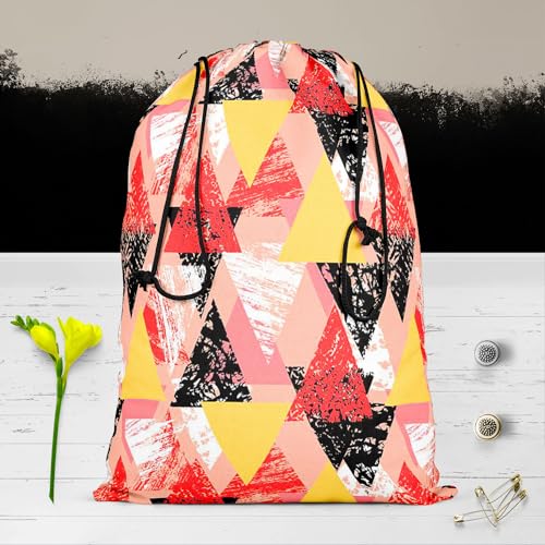 Image of ArtzFolio Geometrical Behaviour D5 | Reusable Sack Bag | Bag for Gym, Storage, Vegetable & Travel