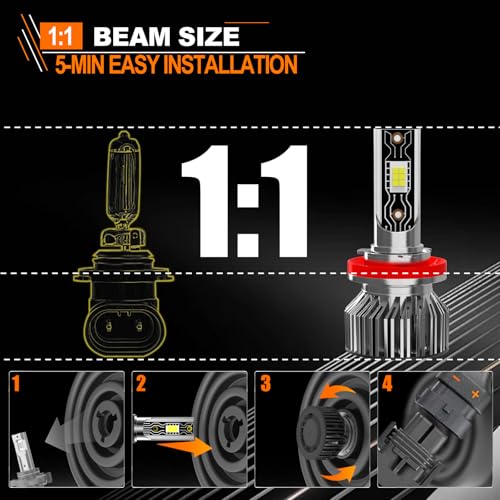 TXBILMOO Compatible for 2013-2023 Nissan Sentra / 2014-2020 Nissan Rogue, High/Low Beam 6500K White Light Combo Kit, Plug-N-Play, Powersports Bulbs, 4-Pack by TXBILMOO - Image 5