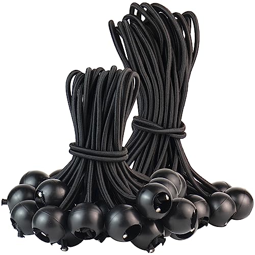 Spanngummis mit Kugel Planenspanner Gummispanner Zeltgummis - 50 Stück Zeltgummi Planengummi Befestigung Expanderschlingen mit Kunststoff-Kugel, Schwarz Zeltspanner für Planen Zelt Banner