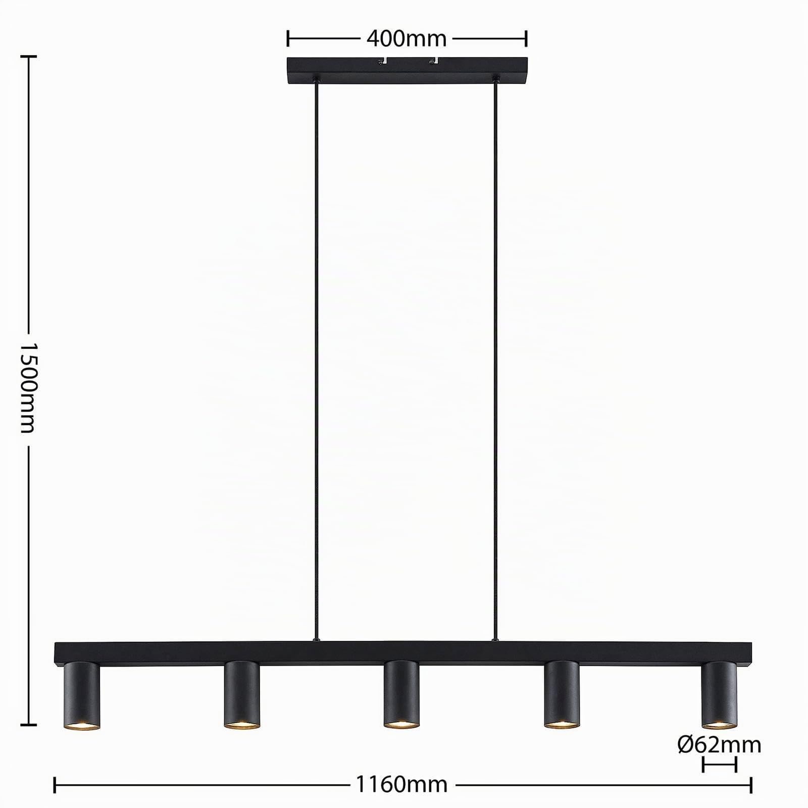 Lindby Lámpara colgante Baliko (Moderno) en Negro hecho de Metal e.o. para Salón & Comedor (5 llamas, GU10) lámpara techo