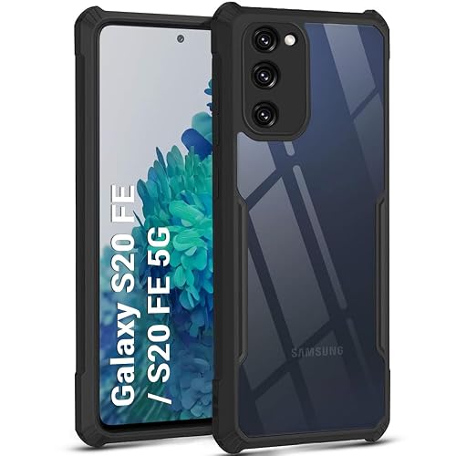 TheGiftKart Shockproof Crystal Clear Back Cover Case for Samsung Galaxy S20 FE / S20 FE 5G | 360 Degree Protection | Protective Design | Transparent Back Case Cover (PC & TPU, Black Bumper)