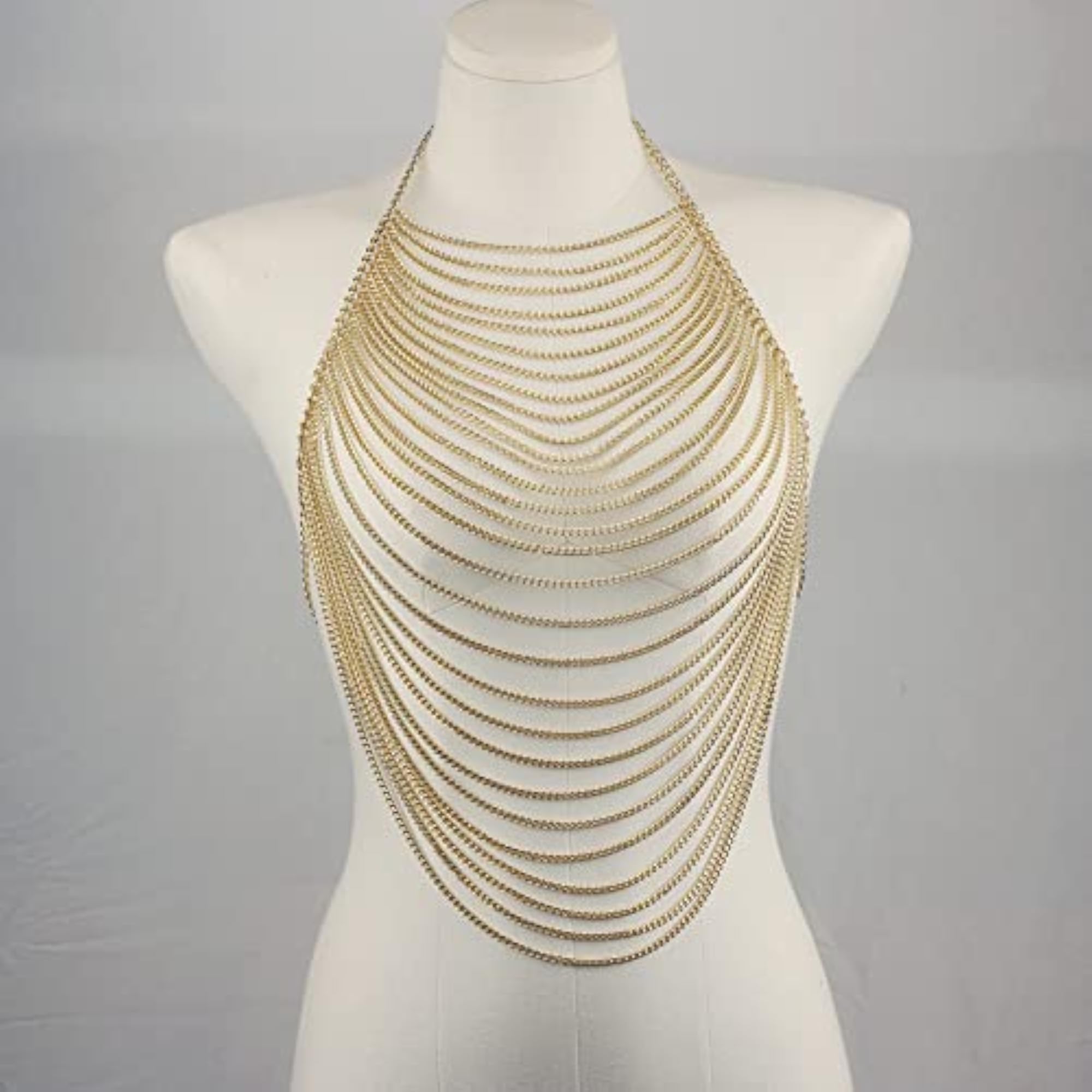 Women's Multi-Layer Gold Body Chain Necklace, Sexy Accessory