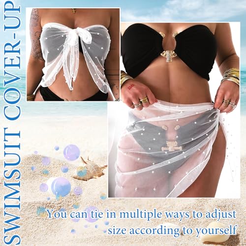 Pearl Bikini Cover Up Bridal Beach Kaftan Pearl Swimwear Coverup Swim Sarongs Beach Wrap Tie Front Cover Up Mesh Pearls Top Honeymoon Swimwear Bride Bikini Wedding3