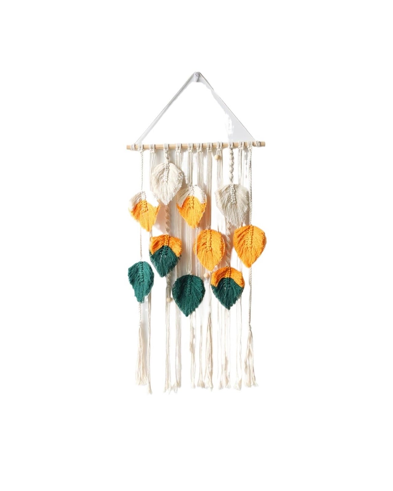 YUPLIODSX Wall Hanging Multicolor Leaves Tapestry Boho Hand Woven Macrame With Wooden Beads Crafts Wall Hanging(Color2)