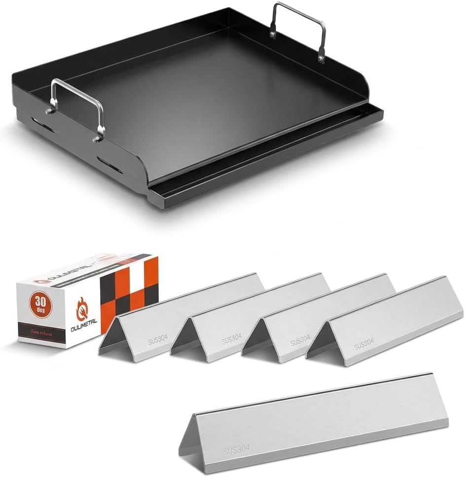 QuliMetal Nonstick Nanoceramic Griddle Plate and SUS304 15.3" Flavorizer Bars for Weber Spirit E310 E320 E330 S310 S320 S330, Spirit 300 & GS4 Spirit II 300 Series