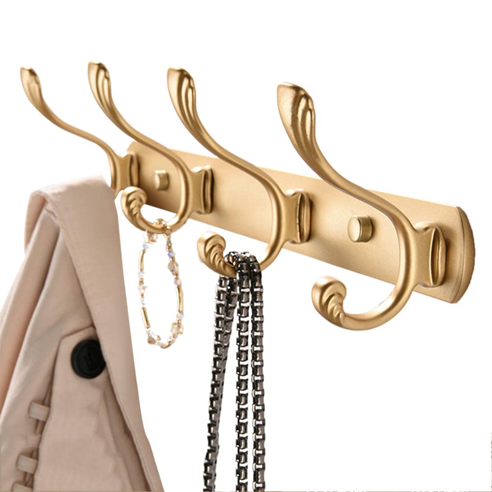 ISCBAFYX Toallero Percha para Ropa Gancho de Aluminio Estante Montaje en Pared Ganchos para Sombreros Sin Perforación Espacio Autoadhesivo para Cocina Sala de Estar-Oro C_6 ​​Ganchos Accesorios de