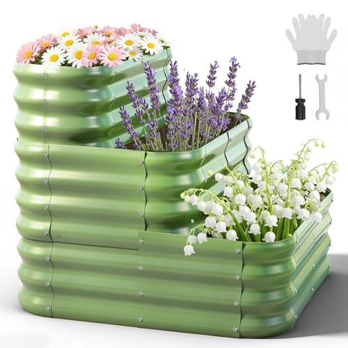 Teodute New Splicing Style Huerto en Casa Kit de Cultivo, 91x91x80cm Galvanizado Huerto Urbano Terraza Galvanizado, Tamaño para Bricolaje, para Cultivar Plantas Verduras Flores (Tres Niveles)