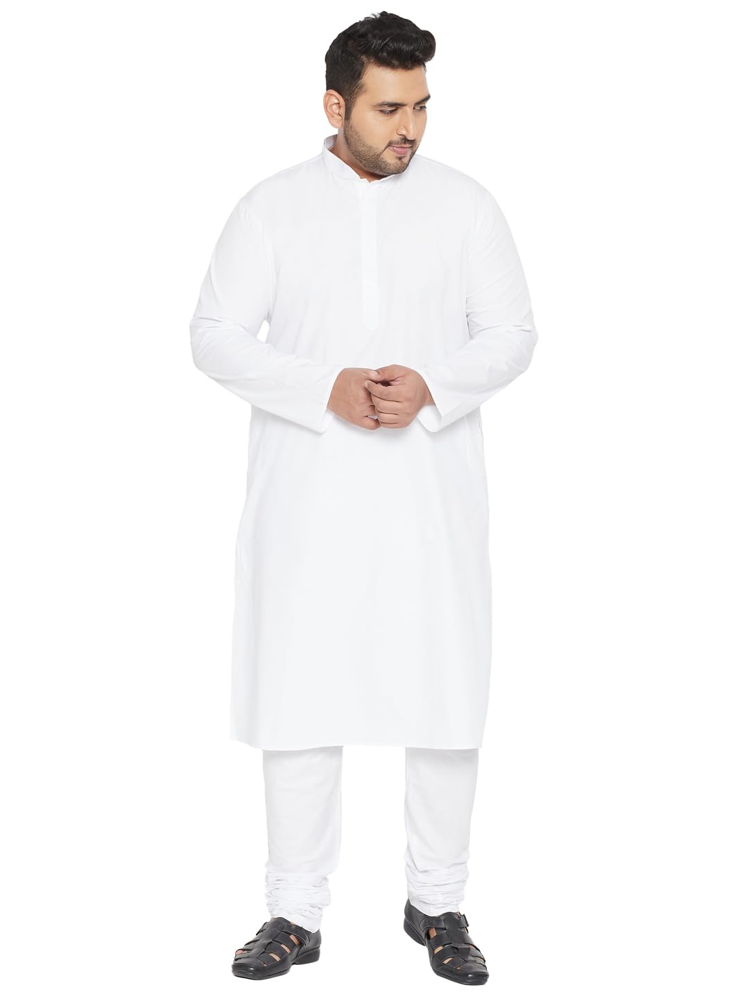 vastramay plus Men's Cotton Blend Kurta Pyjama Set || Classic Cotton Men's Plus Size Kurta With Chinese Collar And Matching Pyjama Set || Elegant For Holi & EID Celebration-picture-13