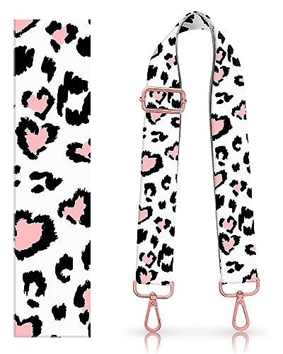 Image of Wide Purse Strap Replacement Crossbody Handbag Shoulder Strap Adjustable Bag Straps Replacement (Cute Leopard Hearts)
