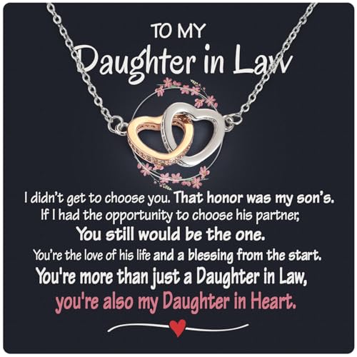 Larvincy To My Daughter In Law Necklace With Heartfelt Message & Elegant Box - Jewelry Daughter In Law Gifts From Mother In Law On Birthday, Wedding Day, Valentine, Christmas, Mothers Day & More