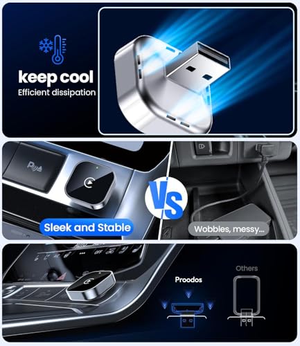 Image of PROODOS Car Accessories 2025 - Wireless CarPlay Adapter | Android Auto Wireless Adapter | 2-in-1 CarPlay & Android Auto | Bluetooth 5.3 & 5.8GHz WiFi | Cortex A7 Pro