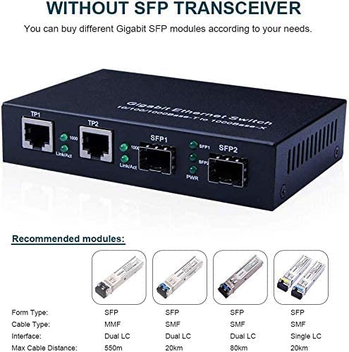 10Gtek 4-Port Gigabit Ethernet Fiber Switch, with Two SFP Slots (1000M), Without Transceiver, 1.25G, 2+2(SFP) - Image 3