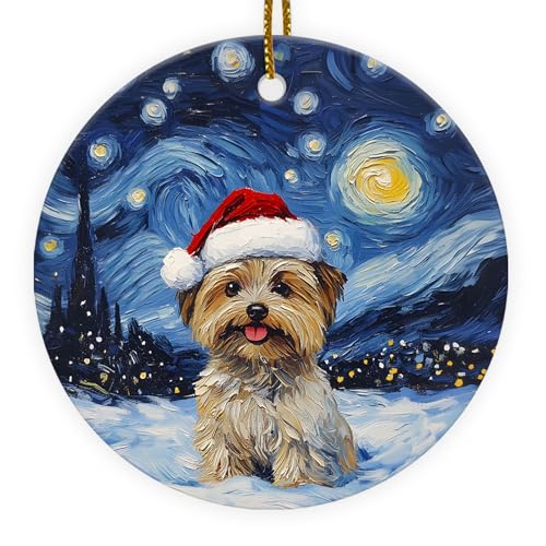 GENANY Yorkie Starry Night Christmas Ornament, Yorkshire Terrier Hanging Ornaments