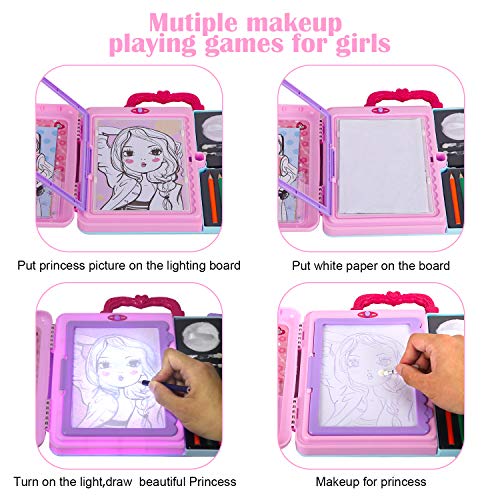 Light Up Tracing Pad Coloring Drawing Board Princess Painting Art Set with Portable Case for Girl Kids Age 3 4 5 - Thumbnail 7