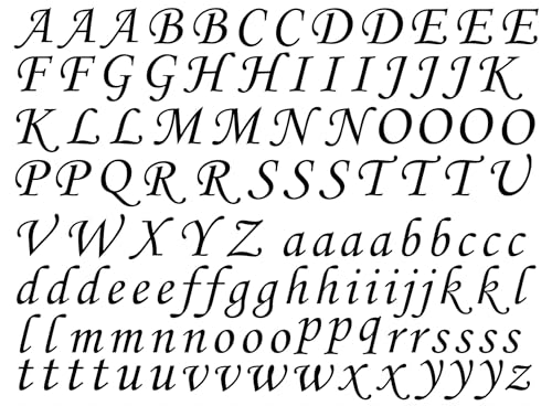 Corsiva Font Alphabet 156 pcs 0.5 Inch Tall Black Fused Glass Decals