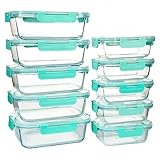 10 PACK Glass Food Storage Containers with Lids