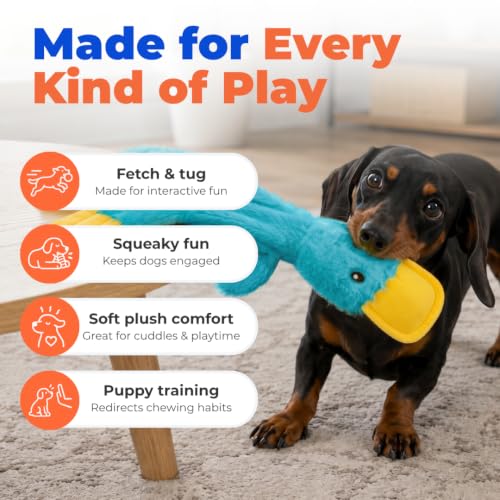 Image of Best Pet Supplies Squeaky Dog Toys with Soft Durable Fabric for Small, Medium and Large Pets Interactive Toy for Indoor Play, Supports Active Biting and Play - Turquoise