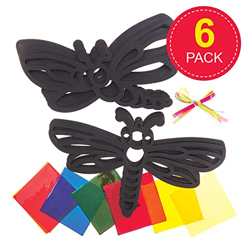 Baker Ross FX779 Dragonfly Stained Glass Decoration Kits - Pack of 6, Stained Glass Decoration Craft Kits - Image 2