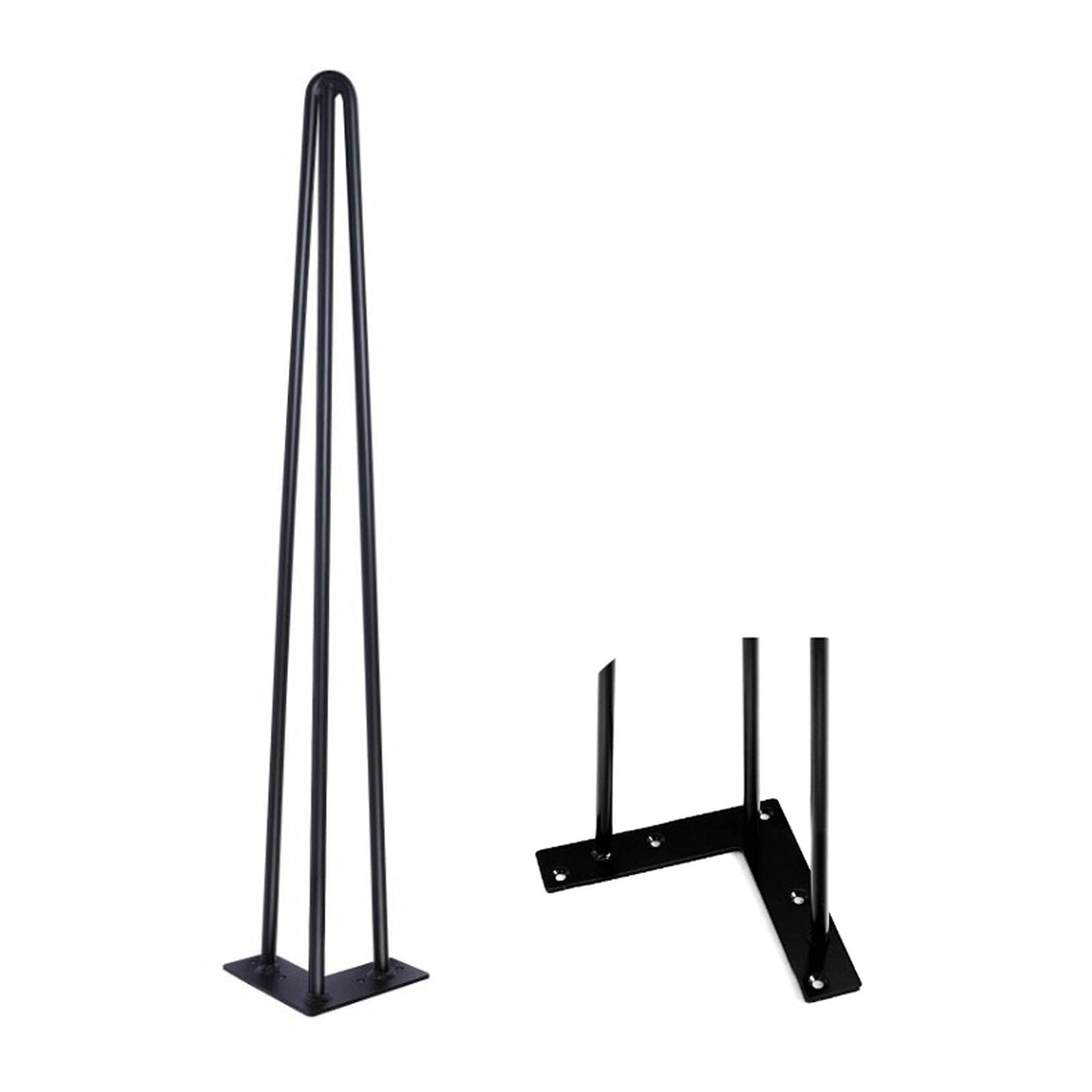 4 Piezas Patas de Muebles Three Rod Horquilla Metal Hierro Apoyo Escritorio Mesa Pies Negro,con Tornillos y Bases Protectoras Bricolaje para Mesa Café(Size:50cm/19.6in)