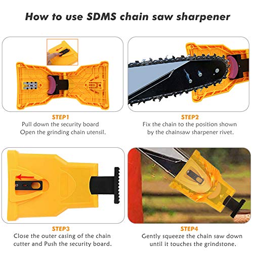 SDMS Chainsaw Sharpener, Portable Chain Saw Blade Teeth Sharpener Work Sharp Fast-Sharpening Stone Grinder Tools Suitable for 14/16/18/20 Inch One/Two Holes Chain Saw Bar