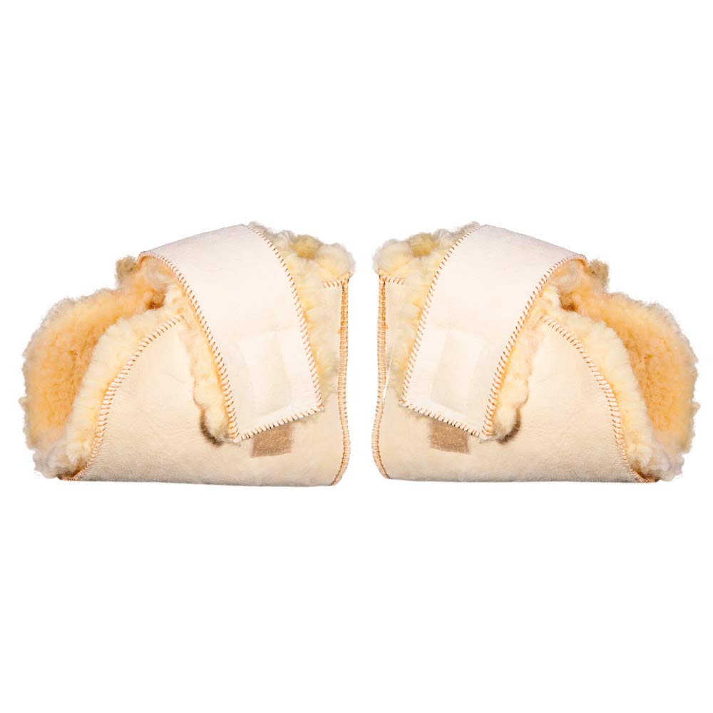 Pack de par patucos antiescaras, Premium lambskin, Lana natural